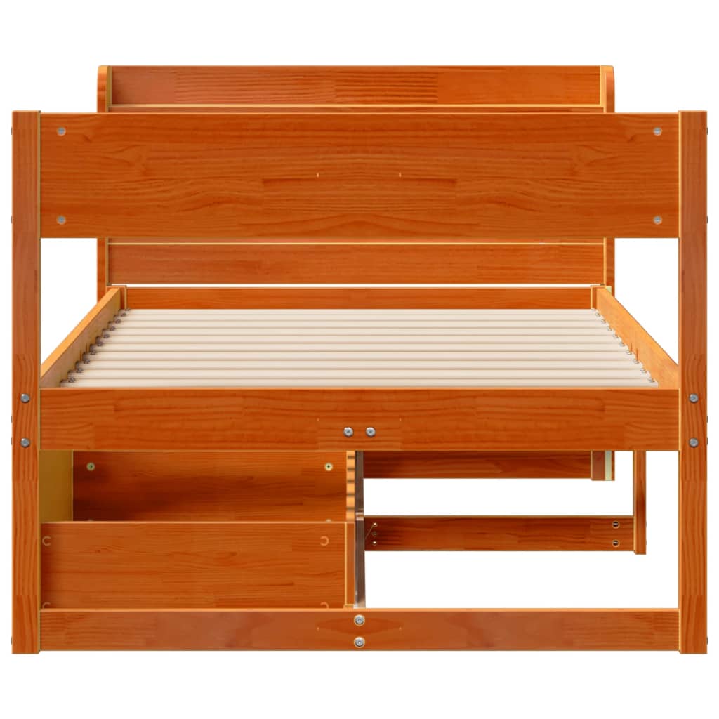 viaszbarna tömör fenyőfa ágy matrac nélkül 100 x 200 cm