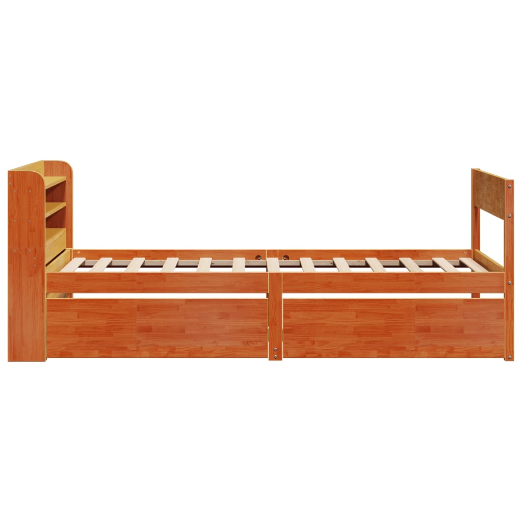 viaszbarna tömör fenyőfa ágy matrac nélkül 100 x 200 cm