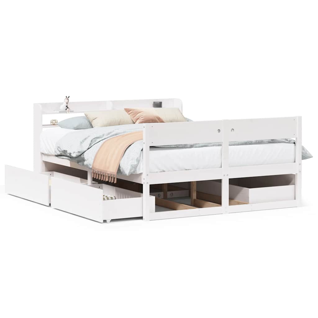 fehér tömör fenyőfa ágy matrac nélkül 120 x 190 cm