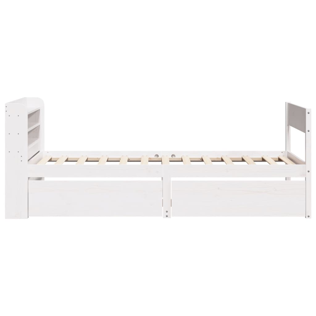 fehér tömör fenyőfa ágy matrac nélkül 75 x 190 cm