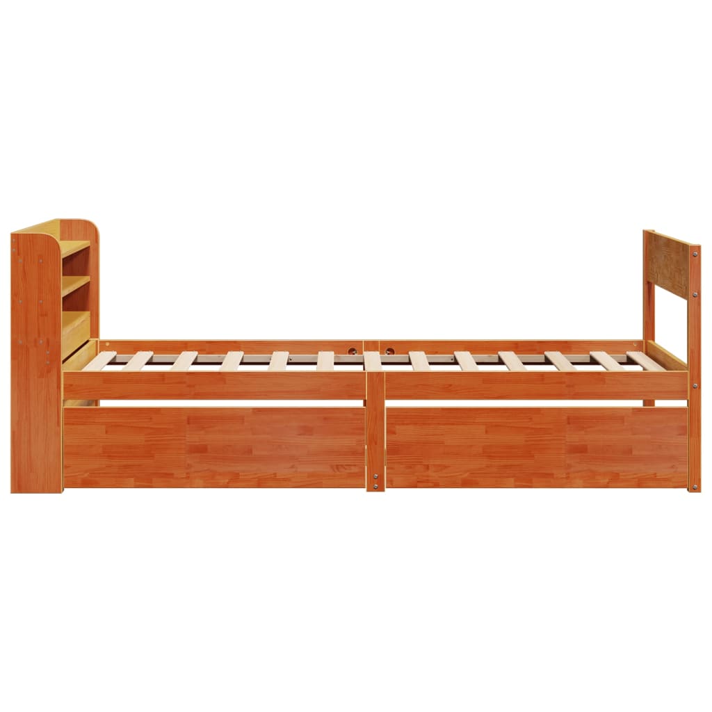 viaszbarna tömör fenyőfa ágy matrac nélkül 75 x 190 cm