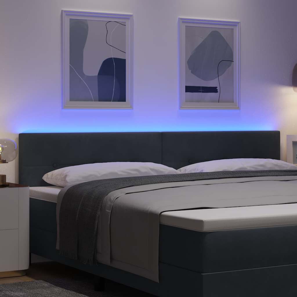 LED ágytámla LED szalagokkal Szürke 200 cm Bársony