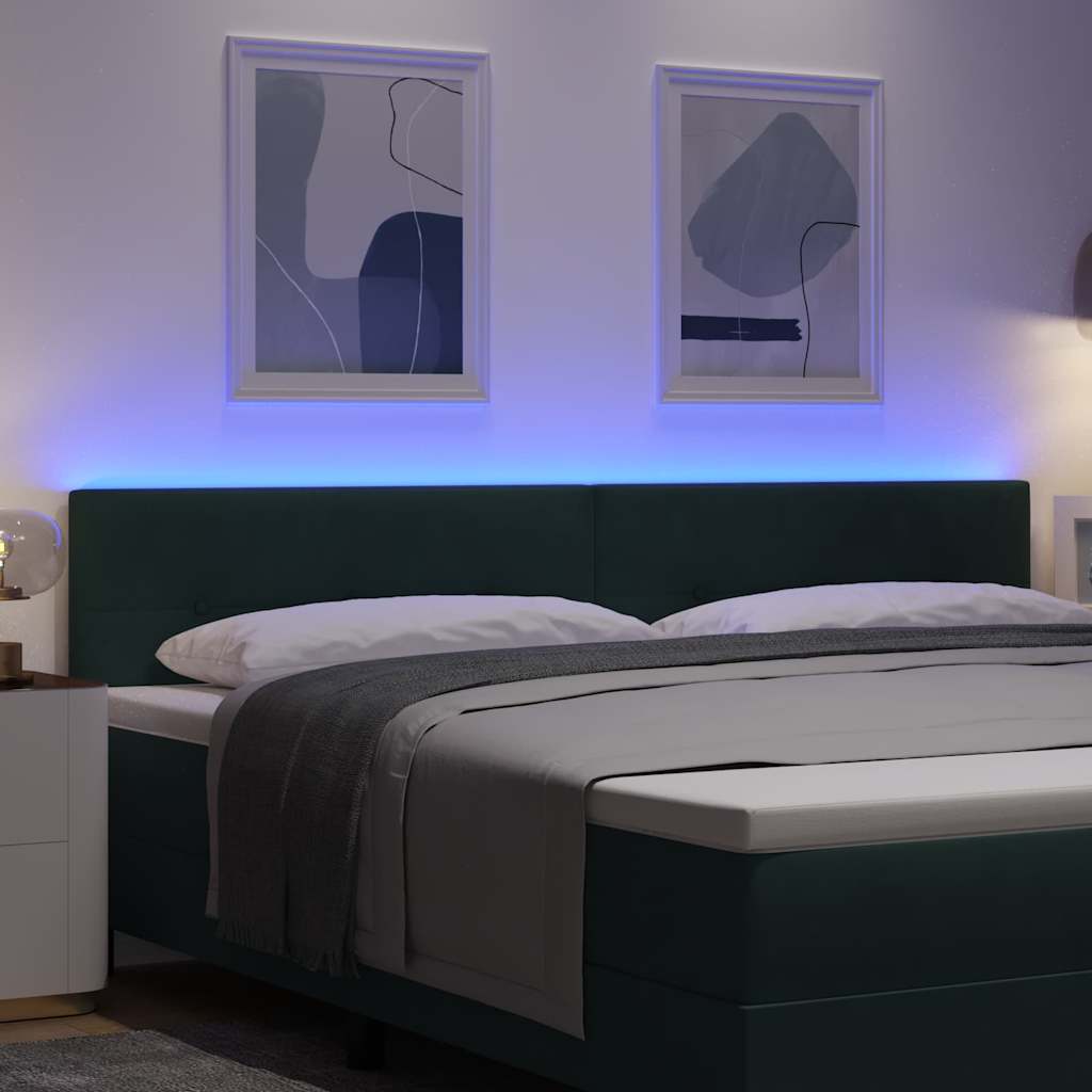 LED ágytámla LED szalagokkal Zöld 200 cm Bársony