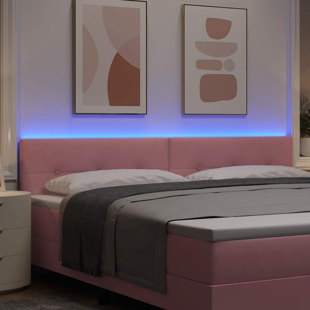 LED ágytámla LED szalagokkal Rózsaszín 200 cm Bársony