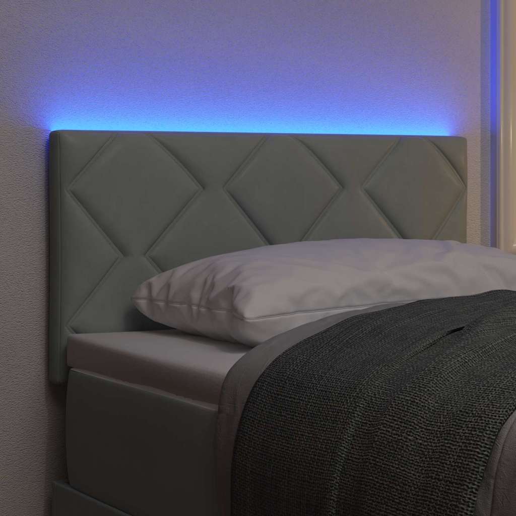 LED ágytámla Világosszürke 80 cm Bársony