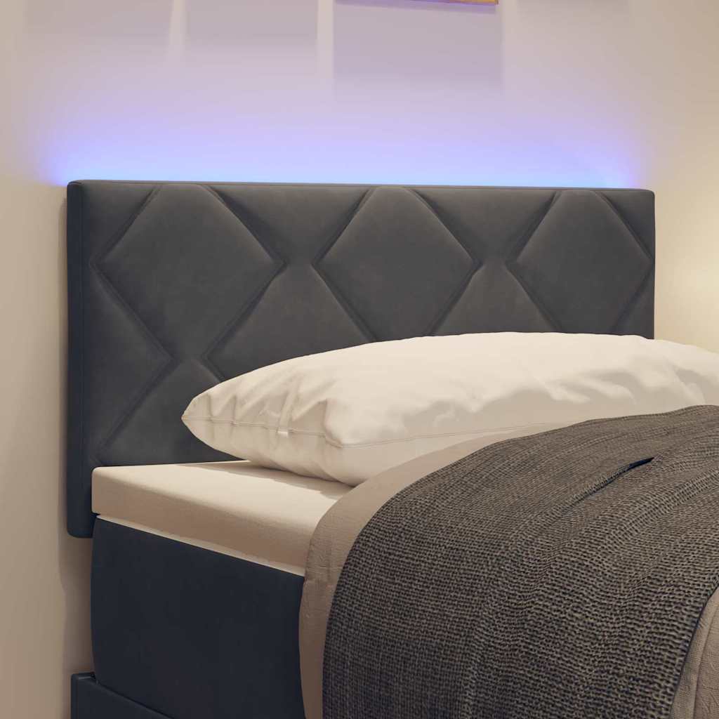 LED ágytámla Sötétszürke 80 cm Bársony