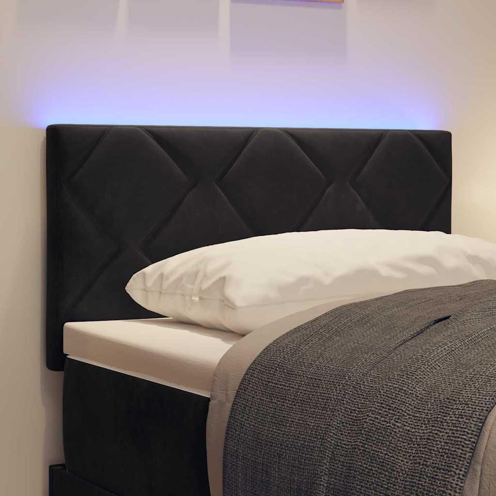 LED ágytámla Fekete 80 cm Bársony