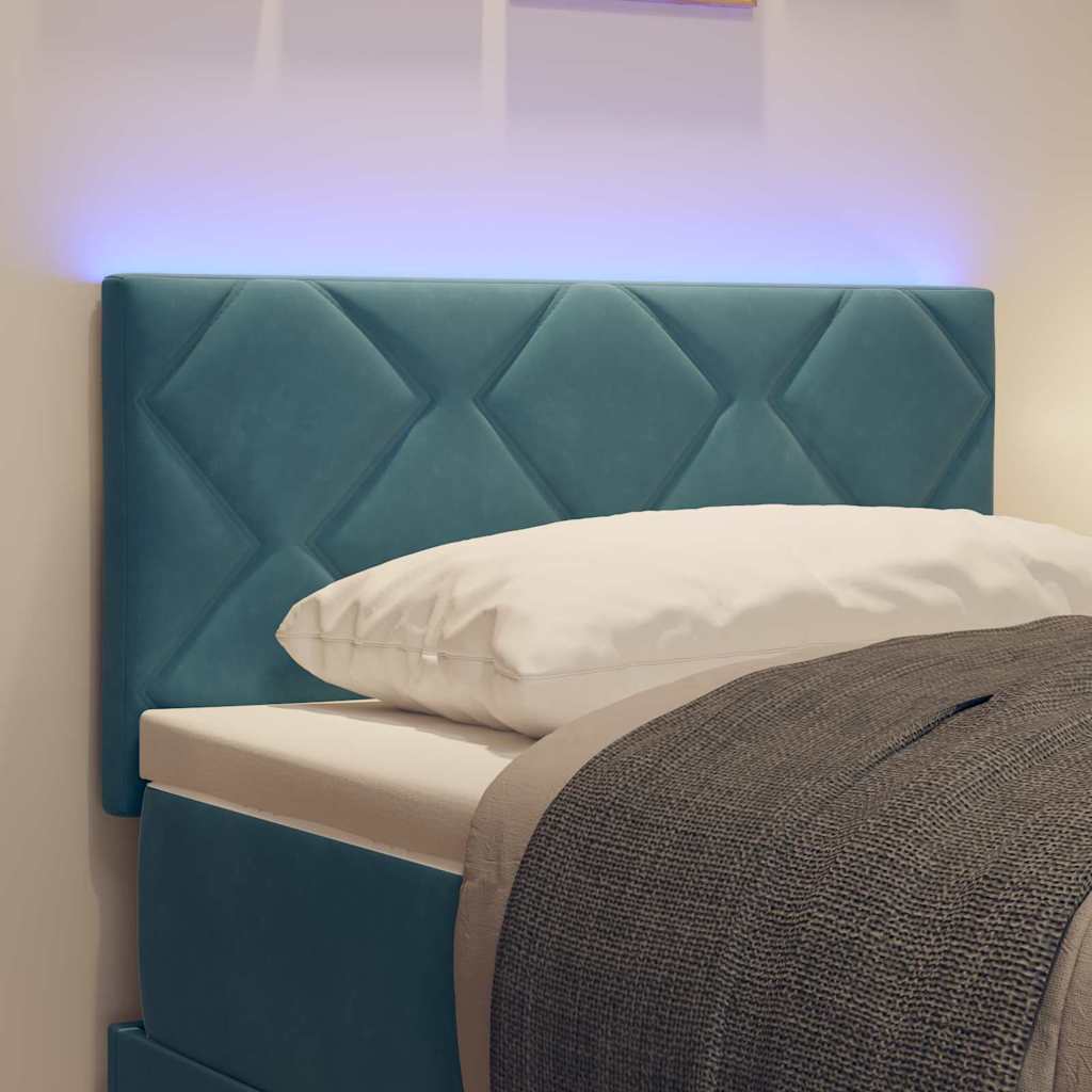 LED ágytámla Sötét kék 80 cm Bársony
