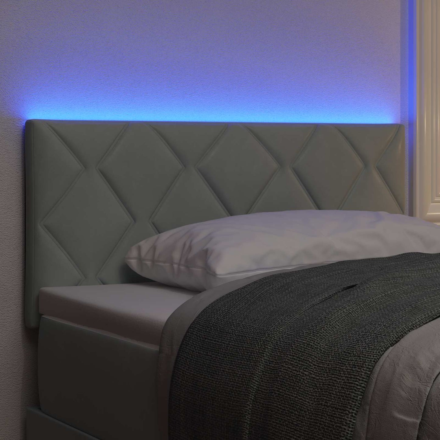 LED ágytámla Világosszürke 90 cm Bársony