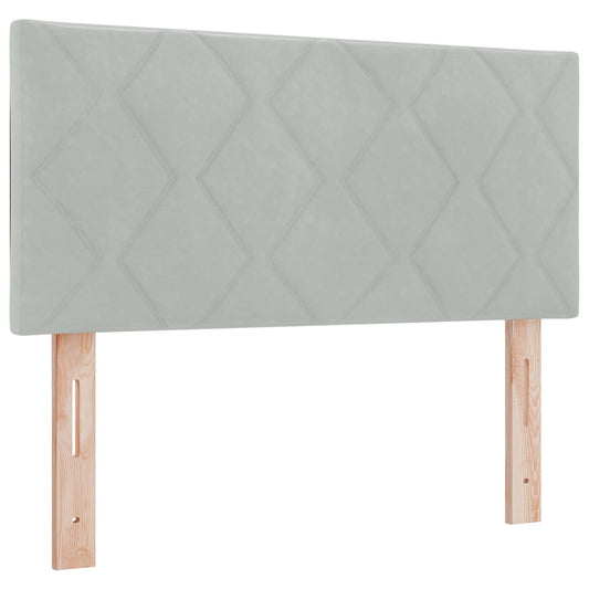 LED ágytámla Világosszürke 90 cm Bársony