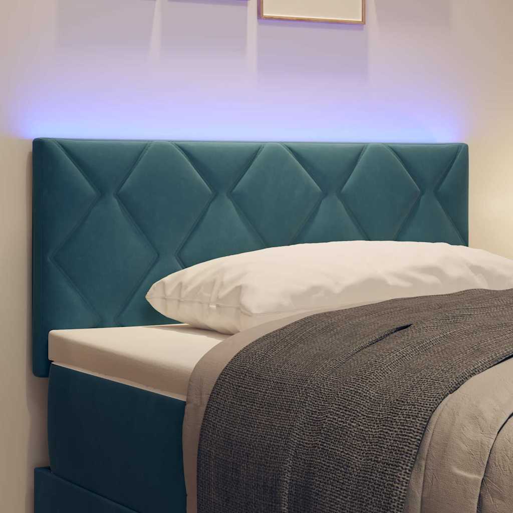 LED ágytámla Sötét kék 90 cm Bársony