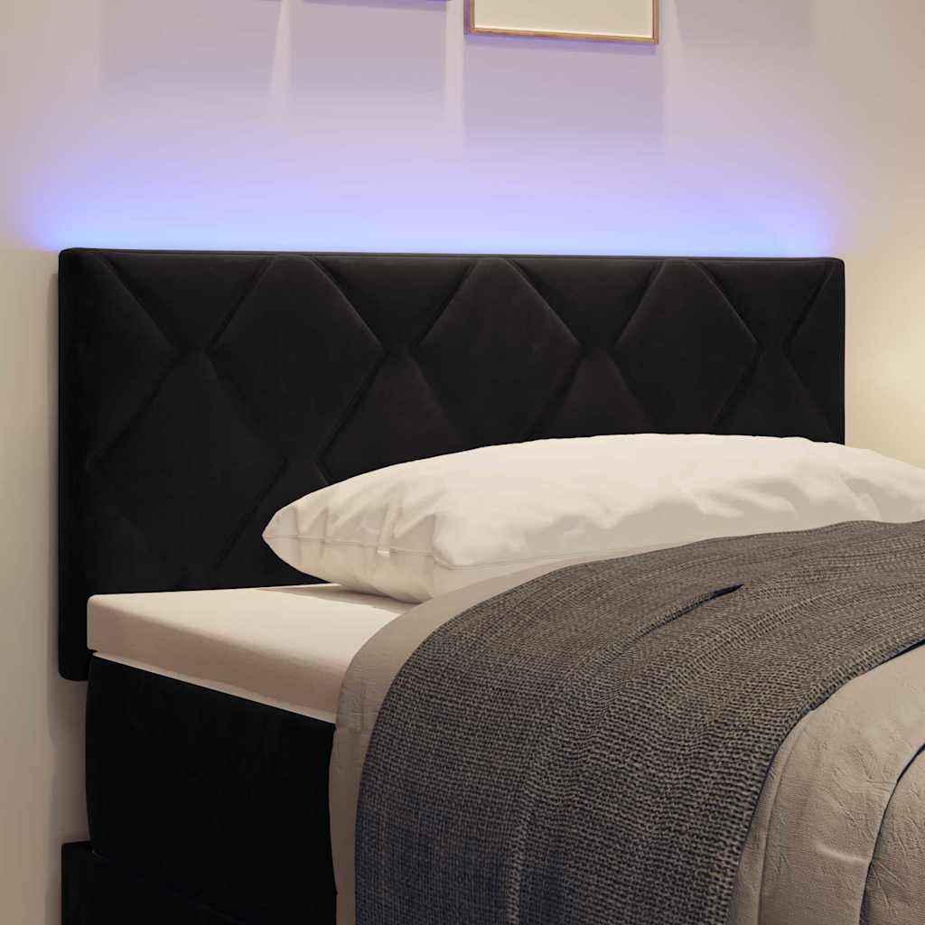 LED ágytámla Fekete 100 cm Bársony