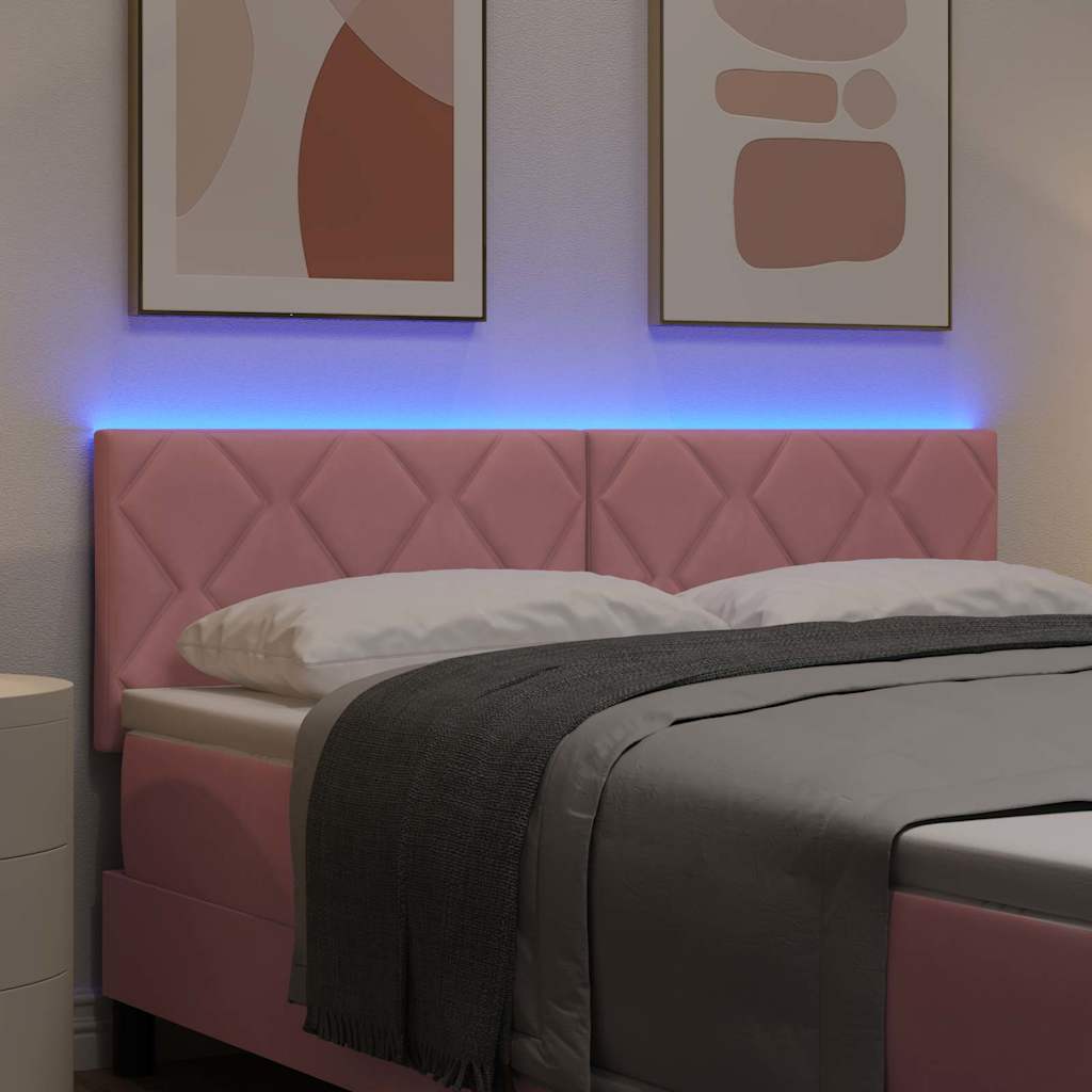 LED ágytámla Rózsaszín 144 cm Bársony