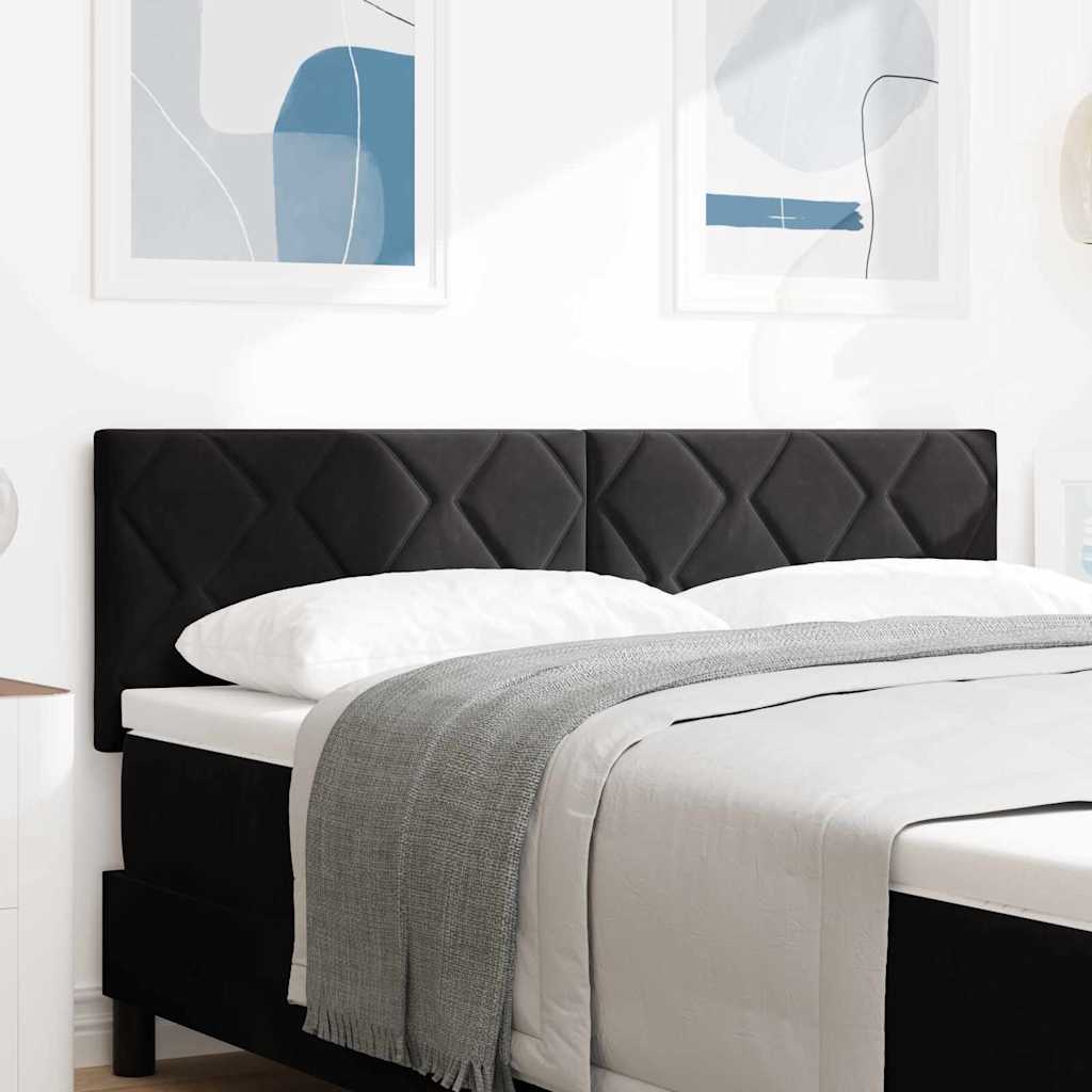 LED ágytámla Fekete 160 cm Bársony