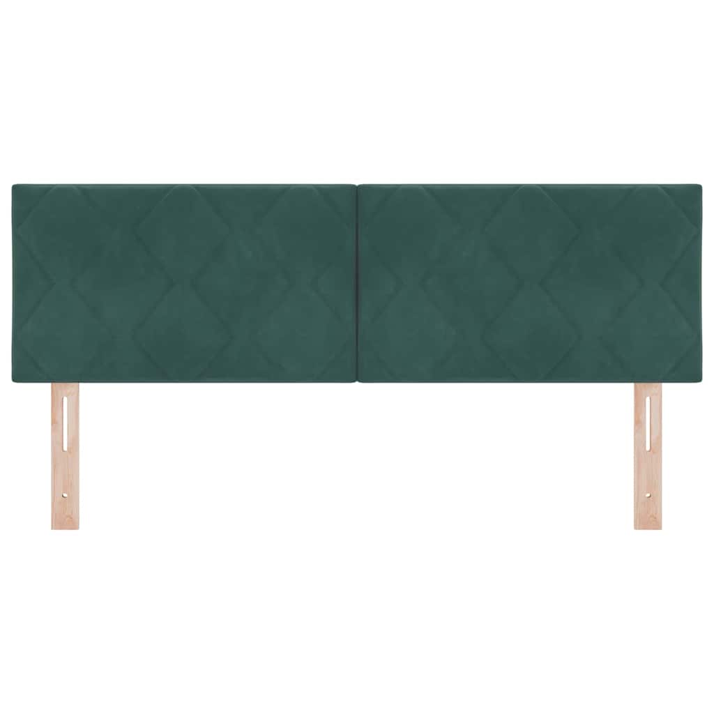 LED ágytámla Sötétzöld 160 cm Bársony