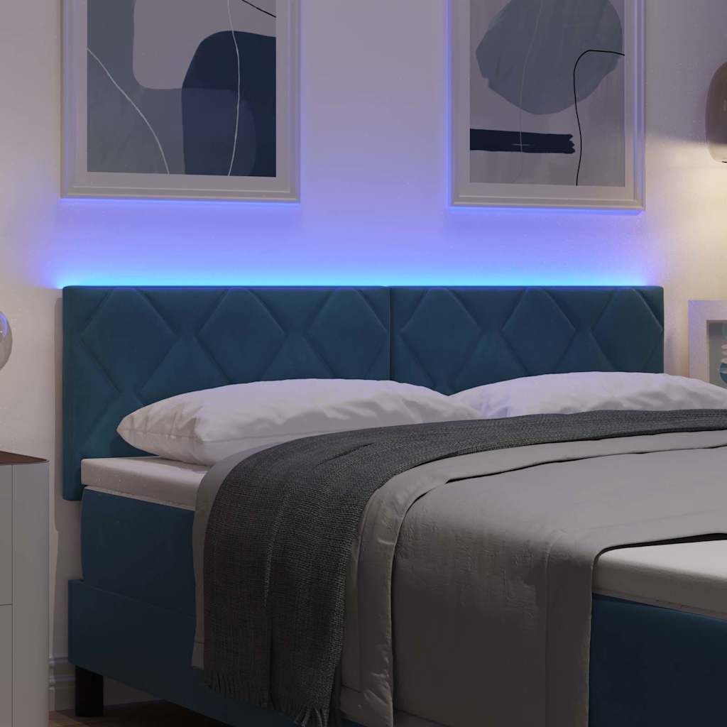 LED ágytámla Sötét kék 160 cm Bársony