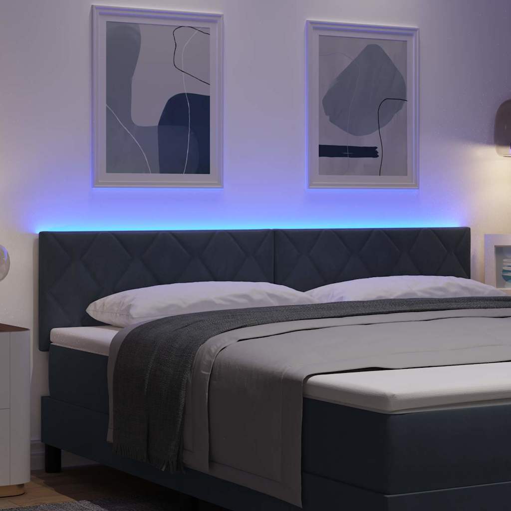 LED ágytámla Sötétszürke 180 cm Bársony