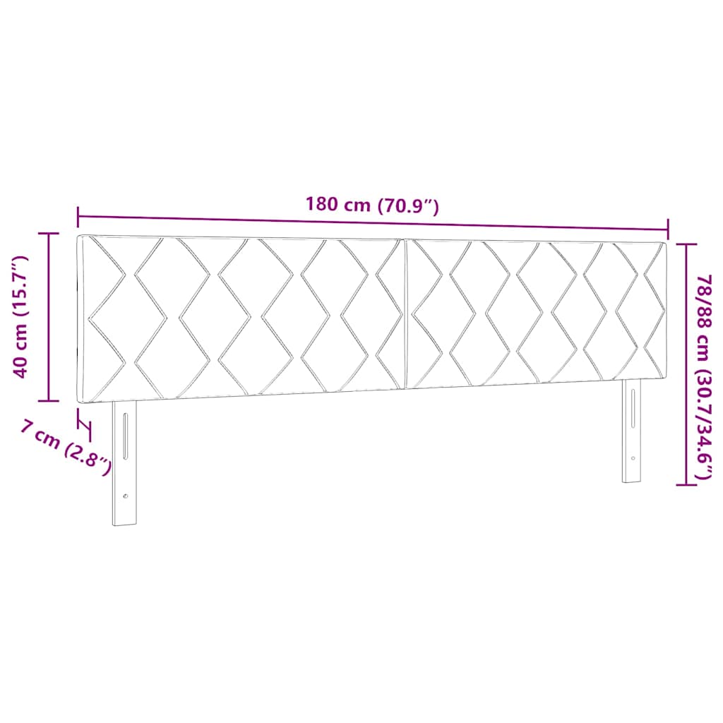 LED ágytámla Fekete 180 cm Bársony