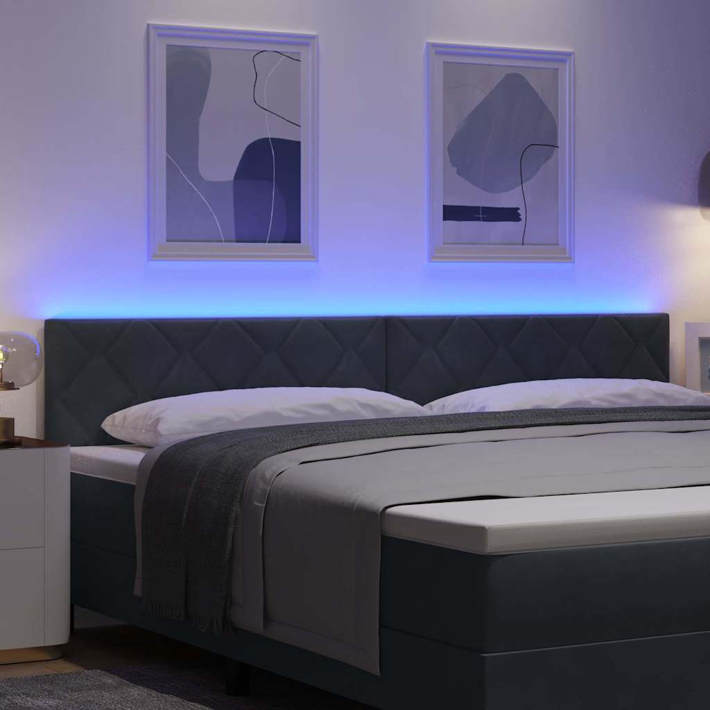 LED ágytámla Sötétszürke 200 cm Bársony