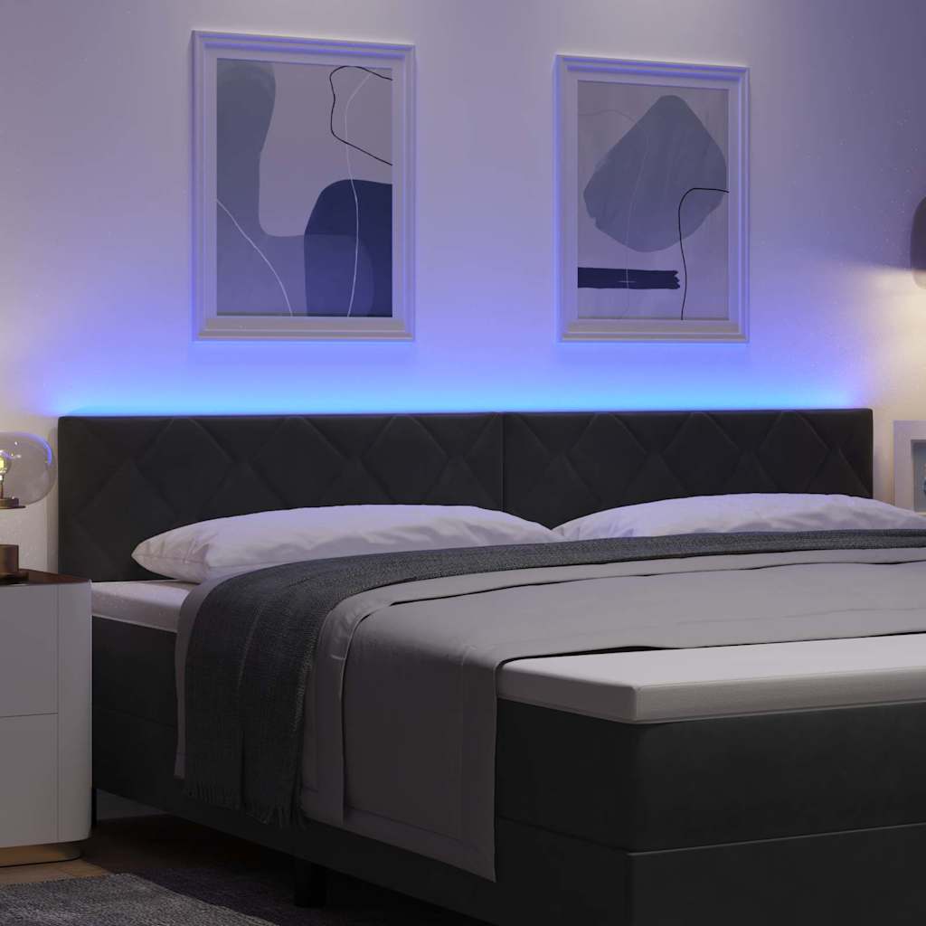 LED ágytámla Fekete 200 cm Bársony
