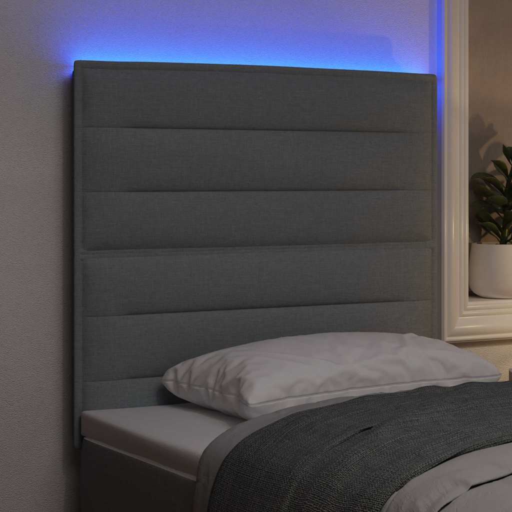 LED ágytámla LED szalagokkal Világosszürke 80 cm szövet