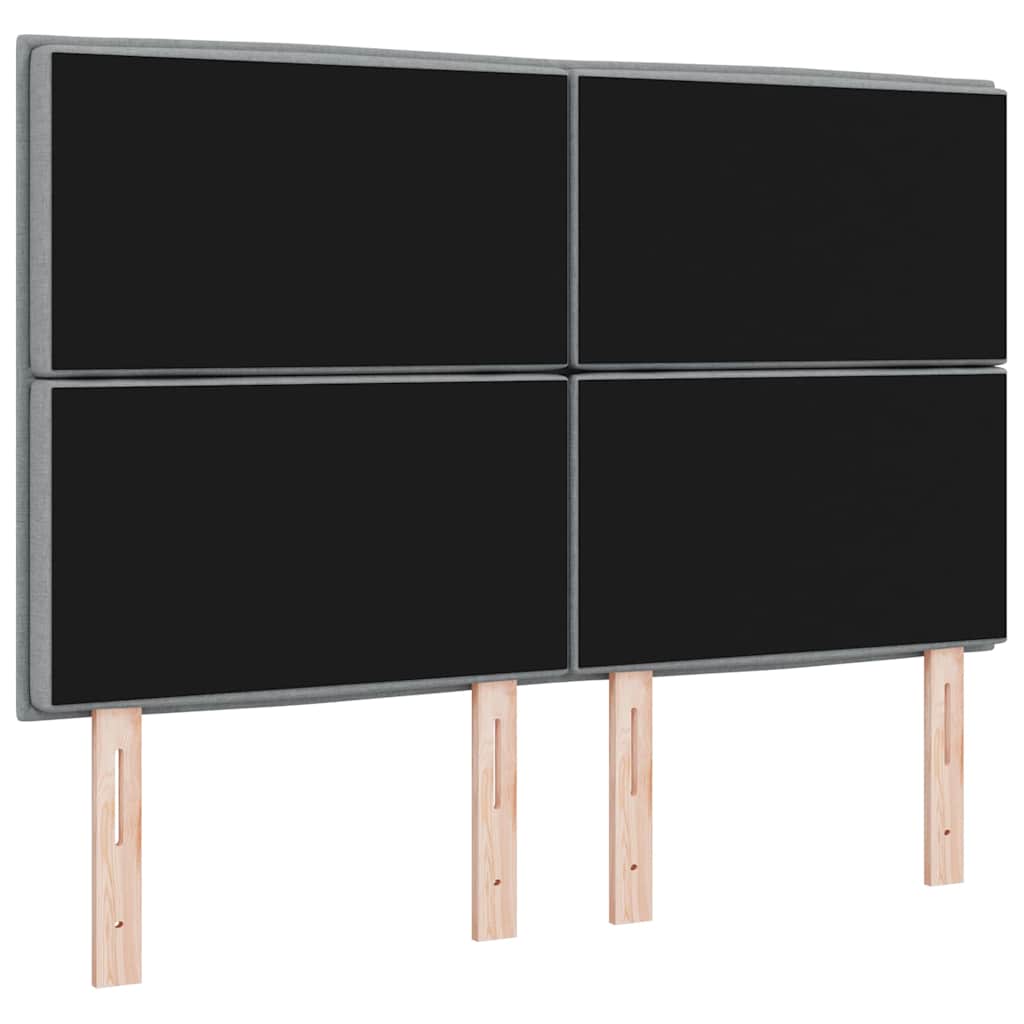 LED ágytámla LED szalagokkal Világosszürke 144 cm szövet