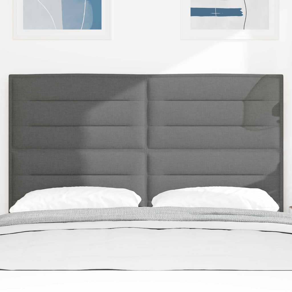 LED ágytámla LED szalagokkal Sötétszürke 144 cm szövet