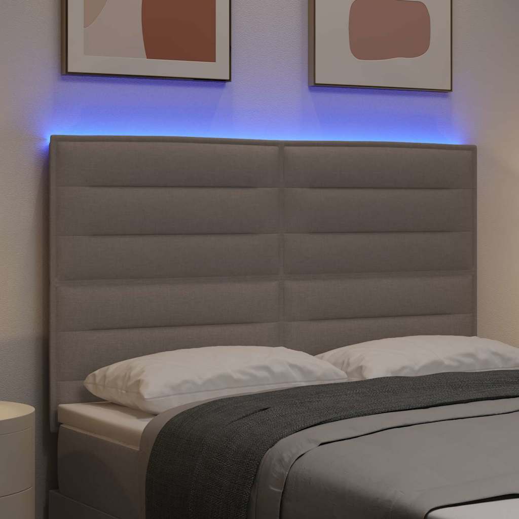 LED ágytámla LED szalagokkal fejtámlával Tópszínű 144 cm szövet