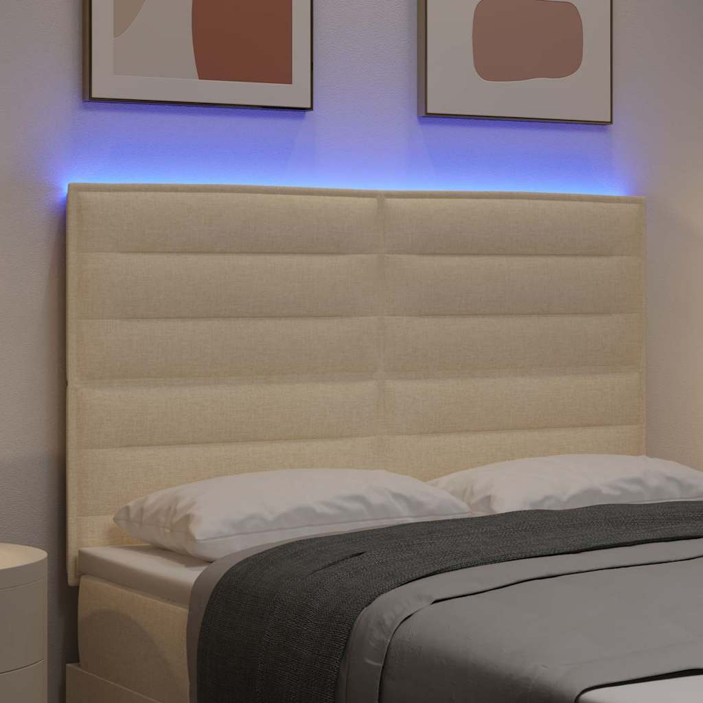 LED ágytámla LED szalagokkal fejtámlával Krém 144 cm szövet