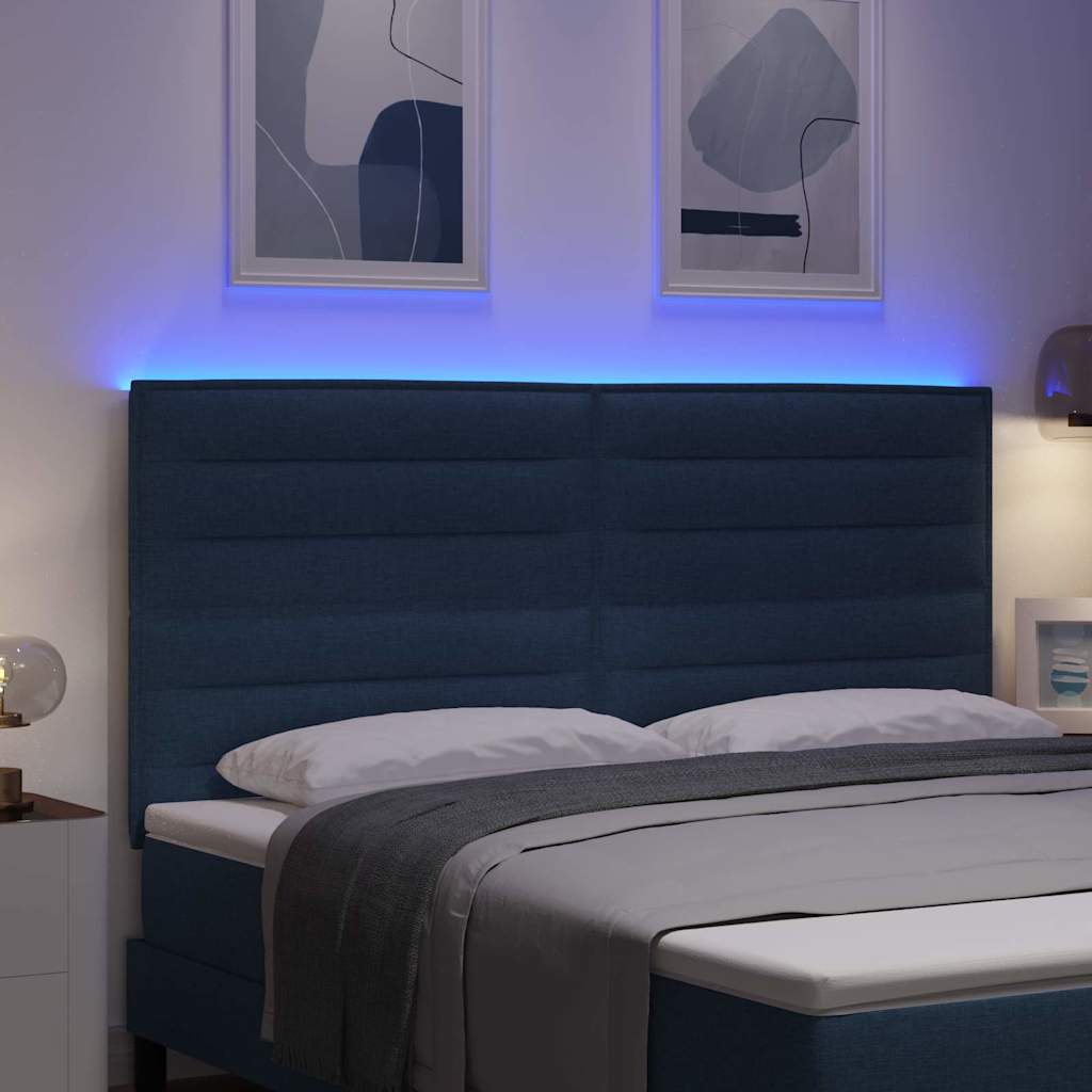 LED ágytámla LED szalagokkal fejtámlával Kék 180 cm szövet