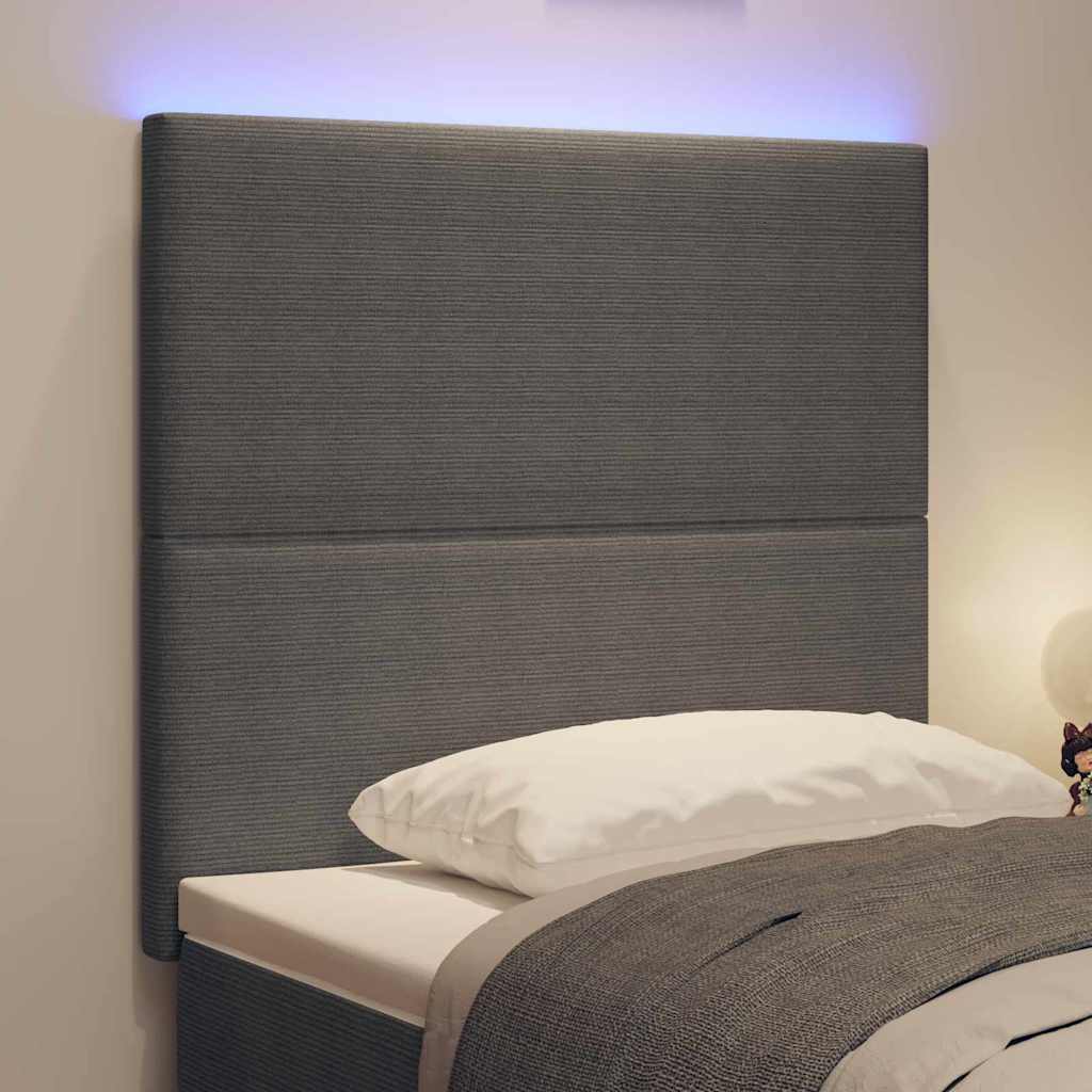 LED ágytámla fejtámlával Világosszürke 80 cm Bársonyos szövet