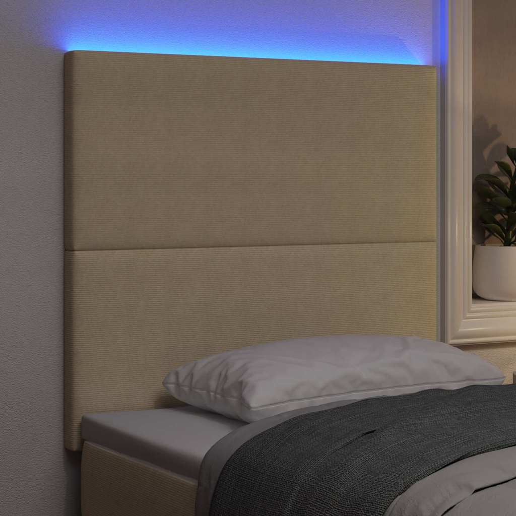 LED ágytámla LED szalagokkal Szürke zöld 80 cm Bársonyos szövet