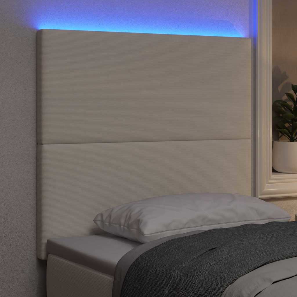 LED ágytámla LED szalagokkal Krém 100 cm Bársonyos szövet