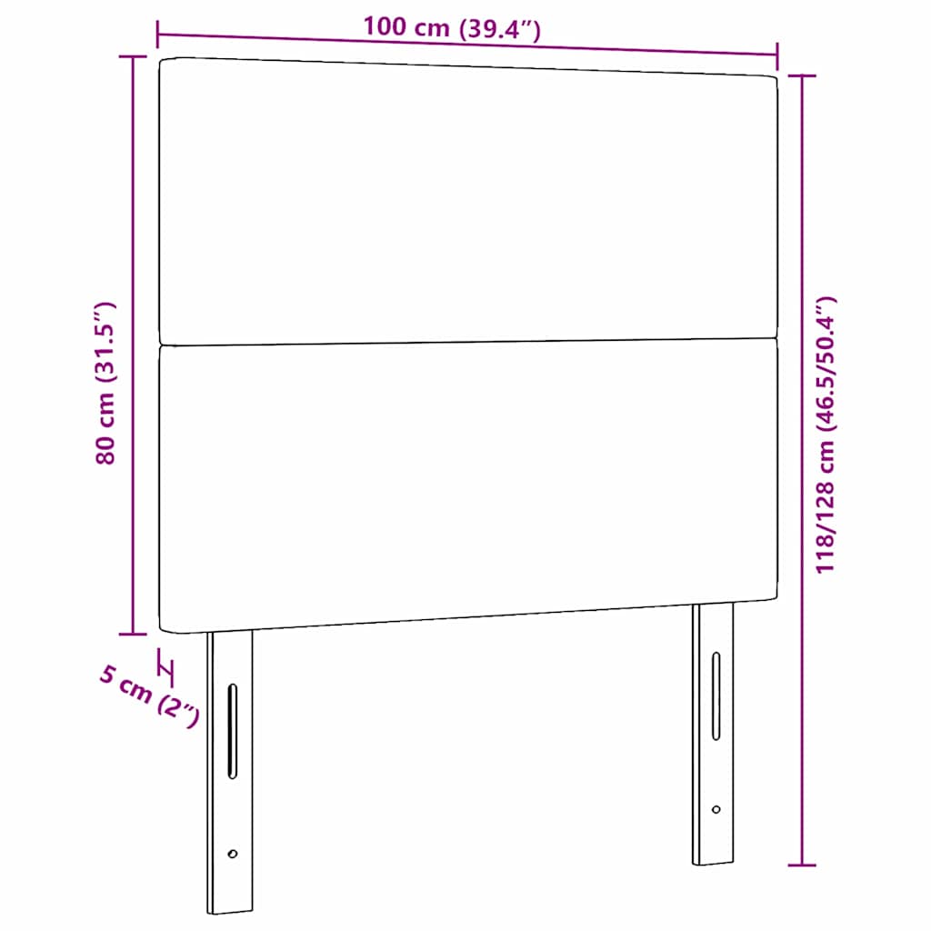 LED ágytámla LED szalagokkal Krém 100 cm Bársonyos szövet