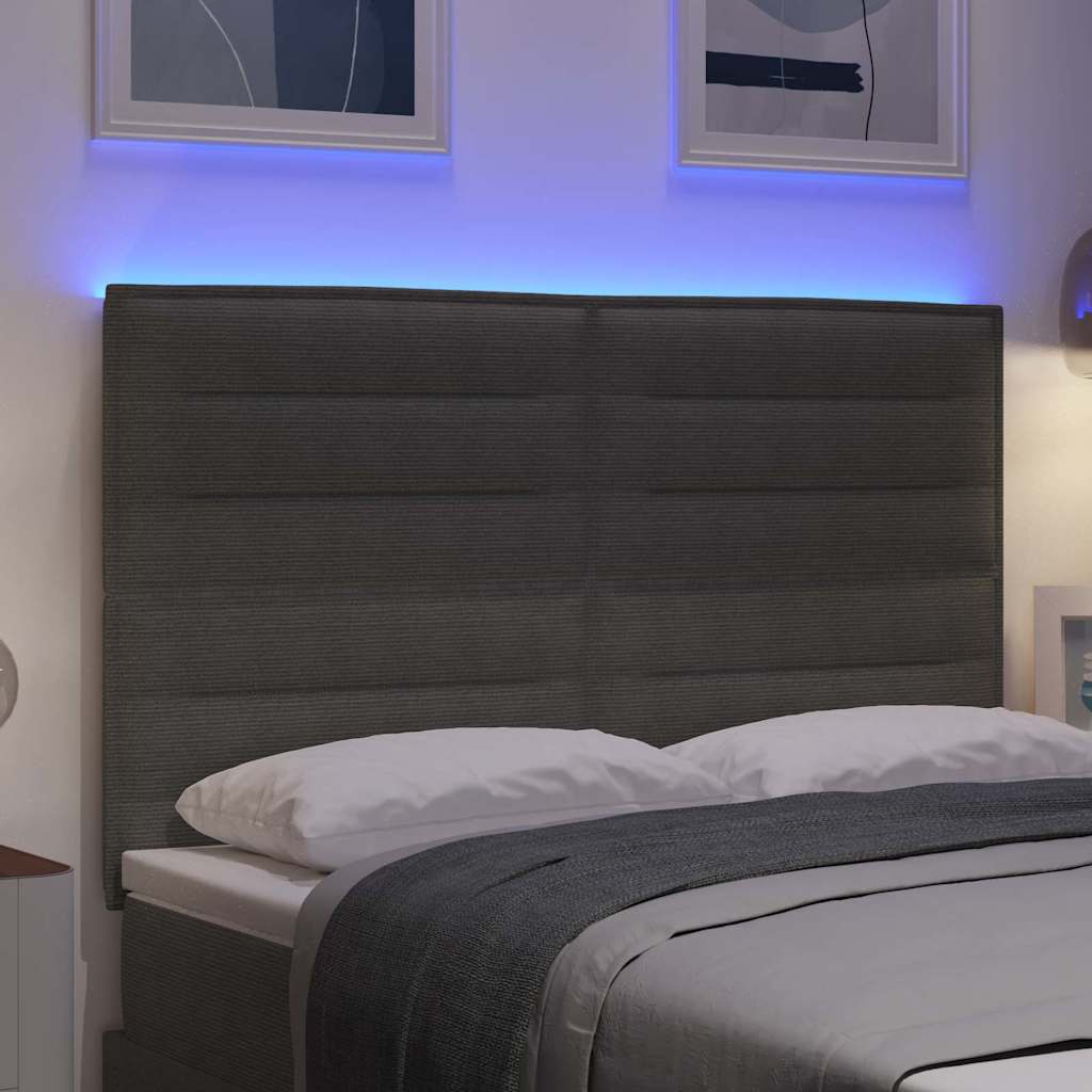 LED ágytámla fejtámlával Világosszürke 144 cm Bársonyos szövet