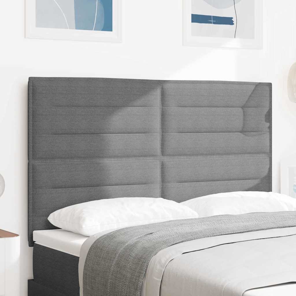 LED ágytámla fejtámlával Világosszürke 144 cm Bársonyos szövet