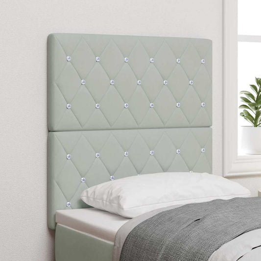 LED ágytámla LED szalagokkal Világosszürke 80 cm Bársony