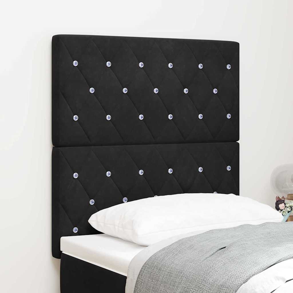 LED ágytámla LED szalagokkal fejtámlával Fekete 80 cm Bársony