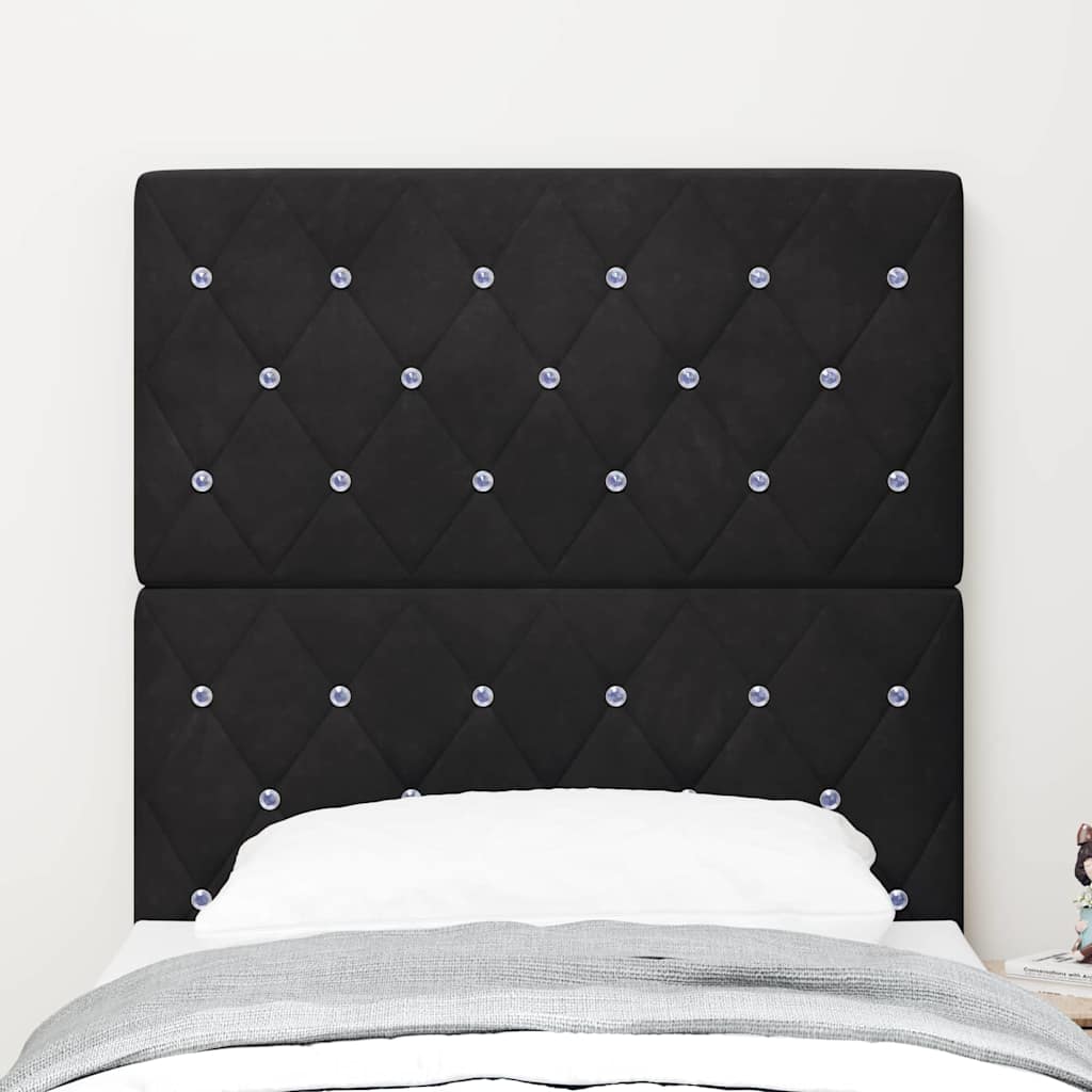 LED ágytámla LED szalagokkal fejtámlával Fekete 80 cm Bársony