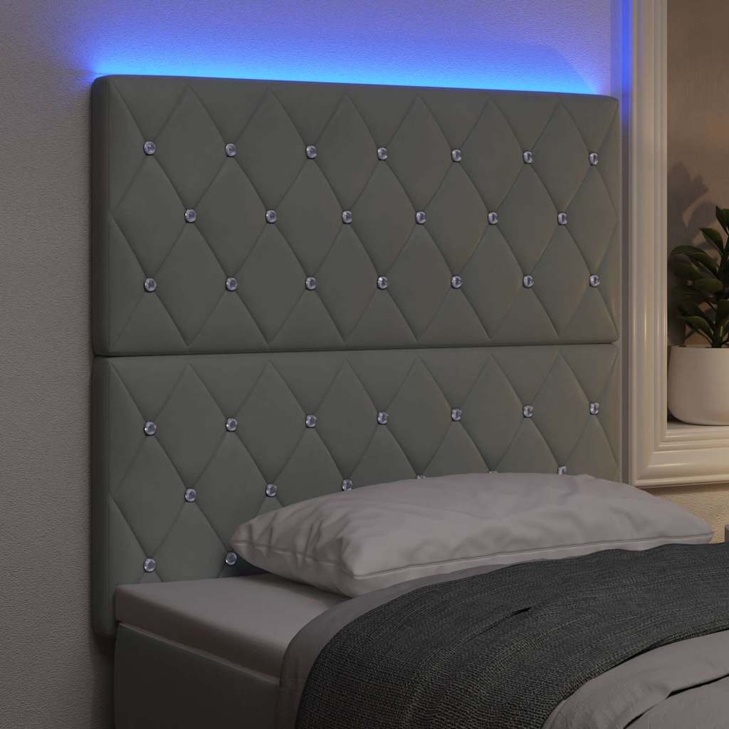 LED ágytámla LED szalagokkal Világosszürke 80 cm Bársony
