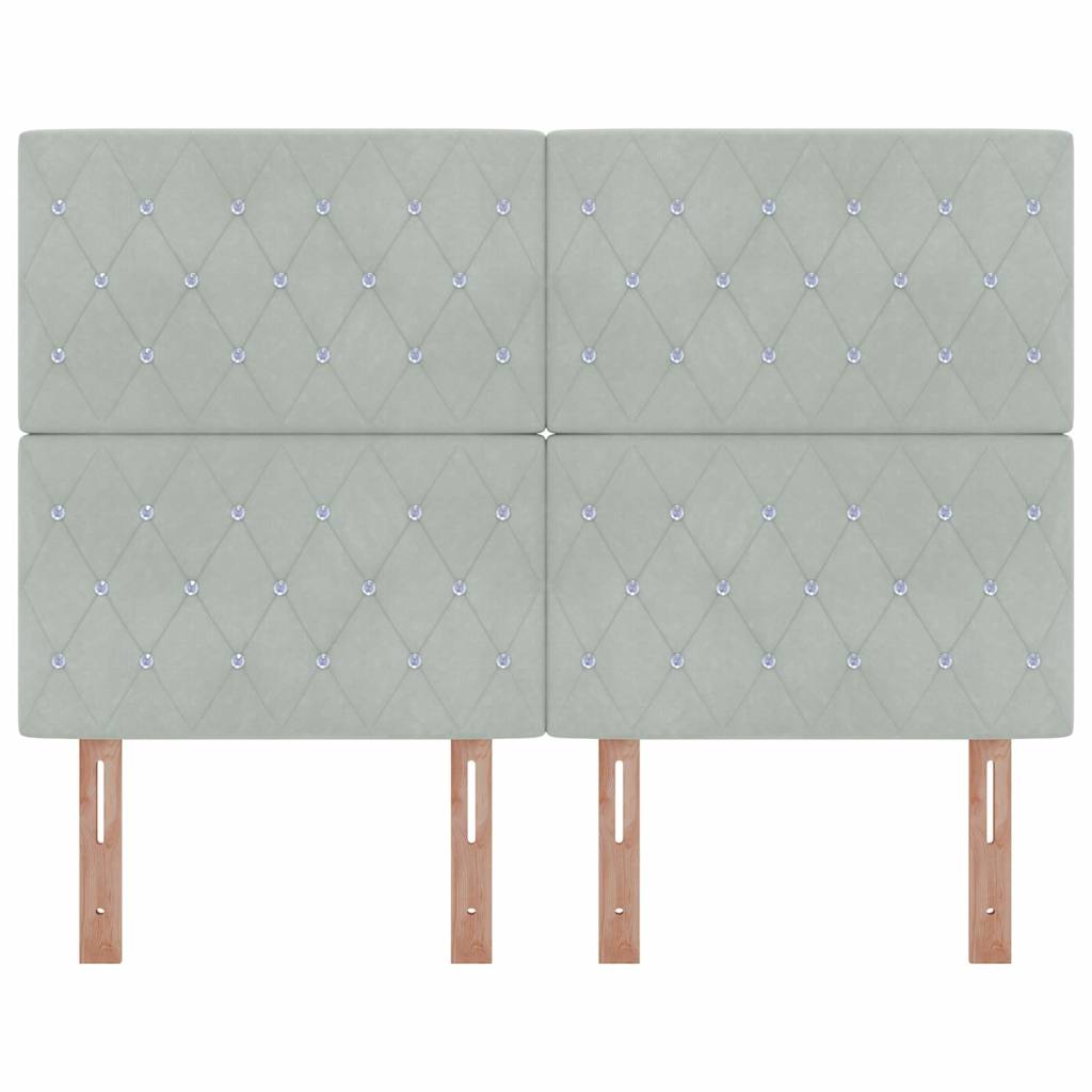 LED ágytámla LED szalagokkal Világosszürke 144 cm Bársony