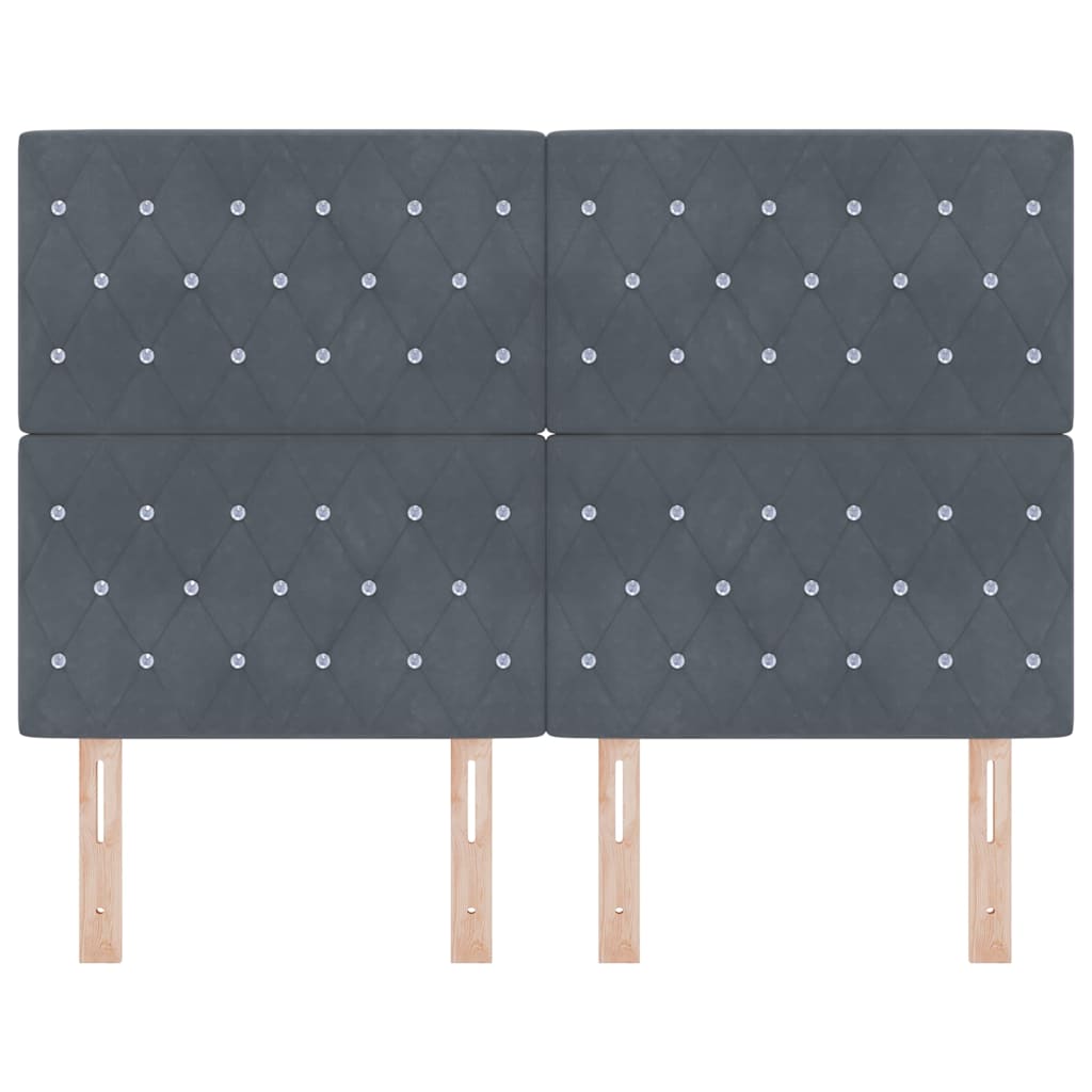 LED ágytámla LED szalagokkal Sötétszürke 144 cm Bársony