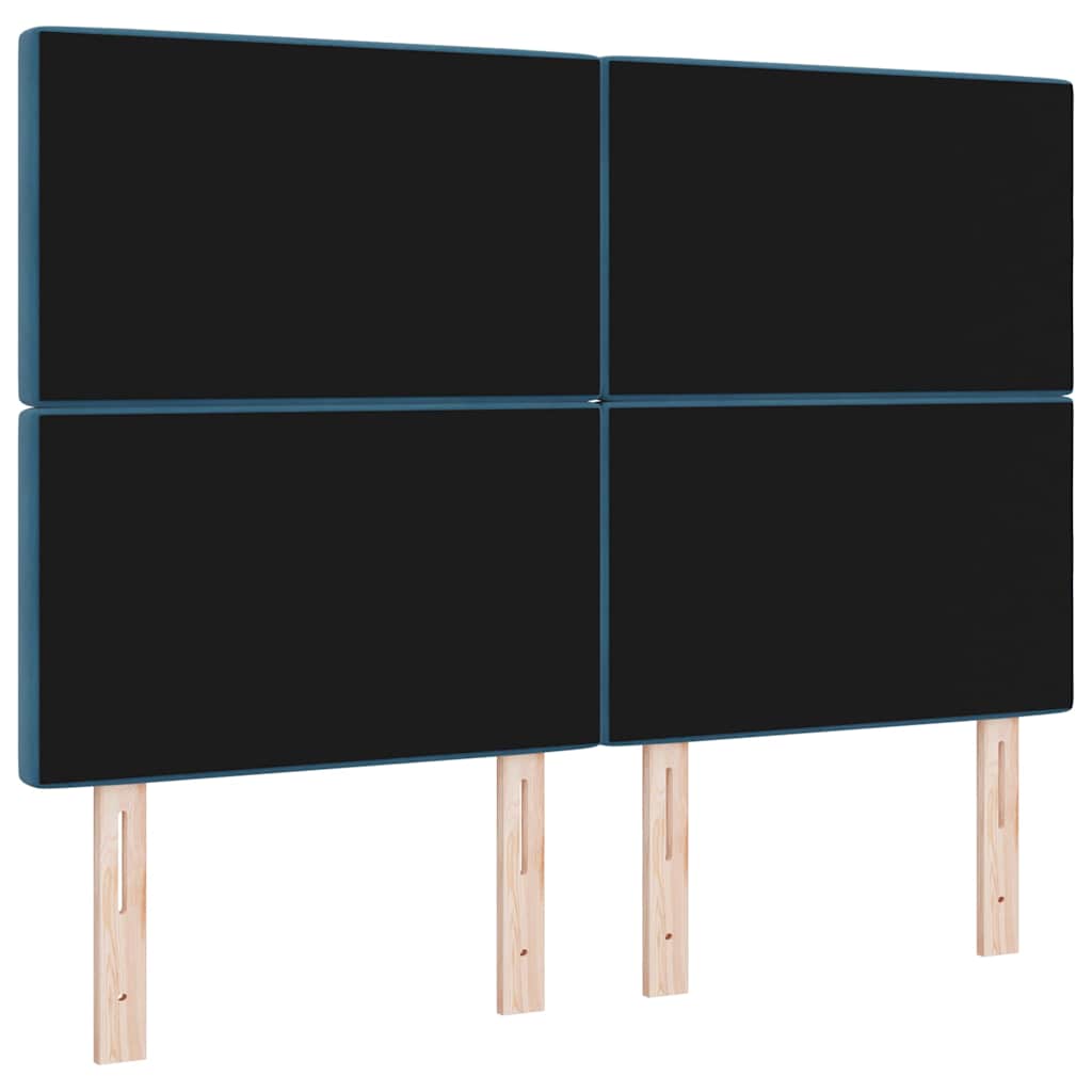 LED ágytámla LED szalagokkal Sötét kék 144 cm Bársony