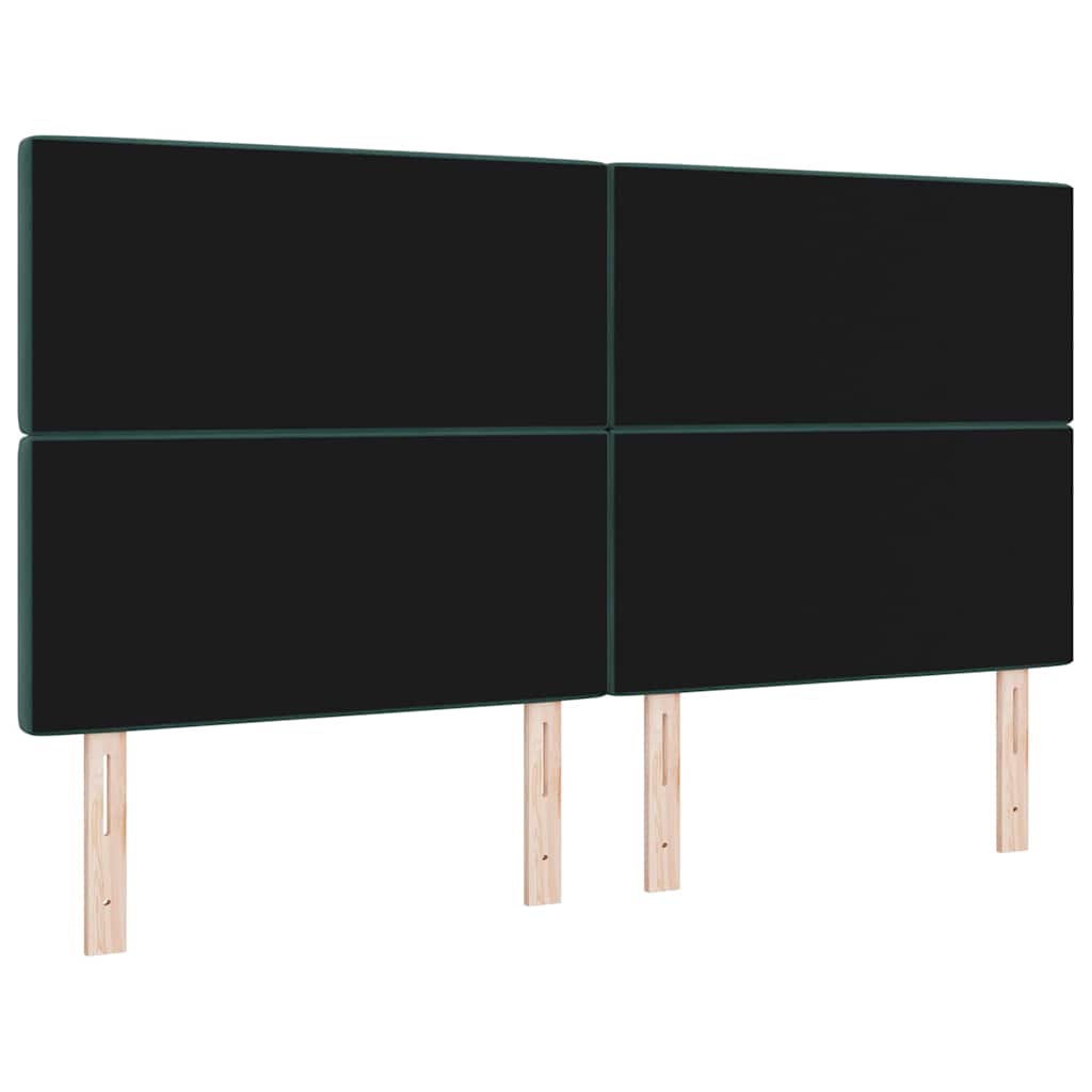 LED ágytámla LED szalagokkal Sötétzöld 180 cm Bársony