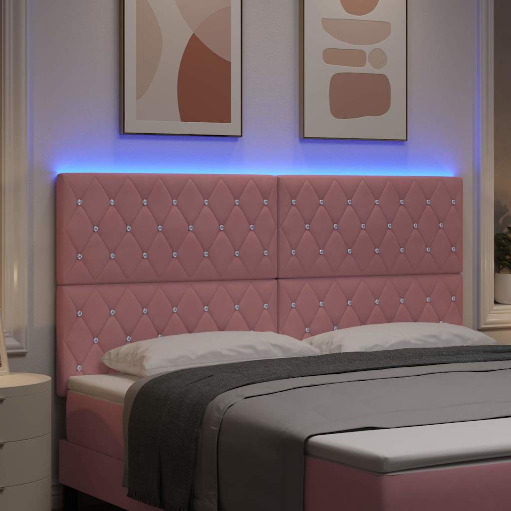 LED ágytámla LED szalagokkal Rózsaszín 180 cm Bársony