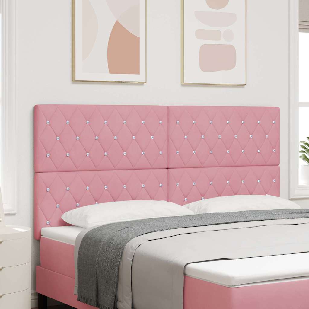 LED ágytámla LED szalagokkal Rózsaszín 180 cm Bársony