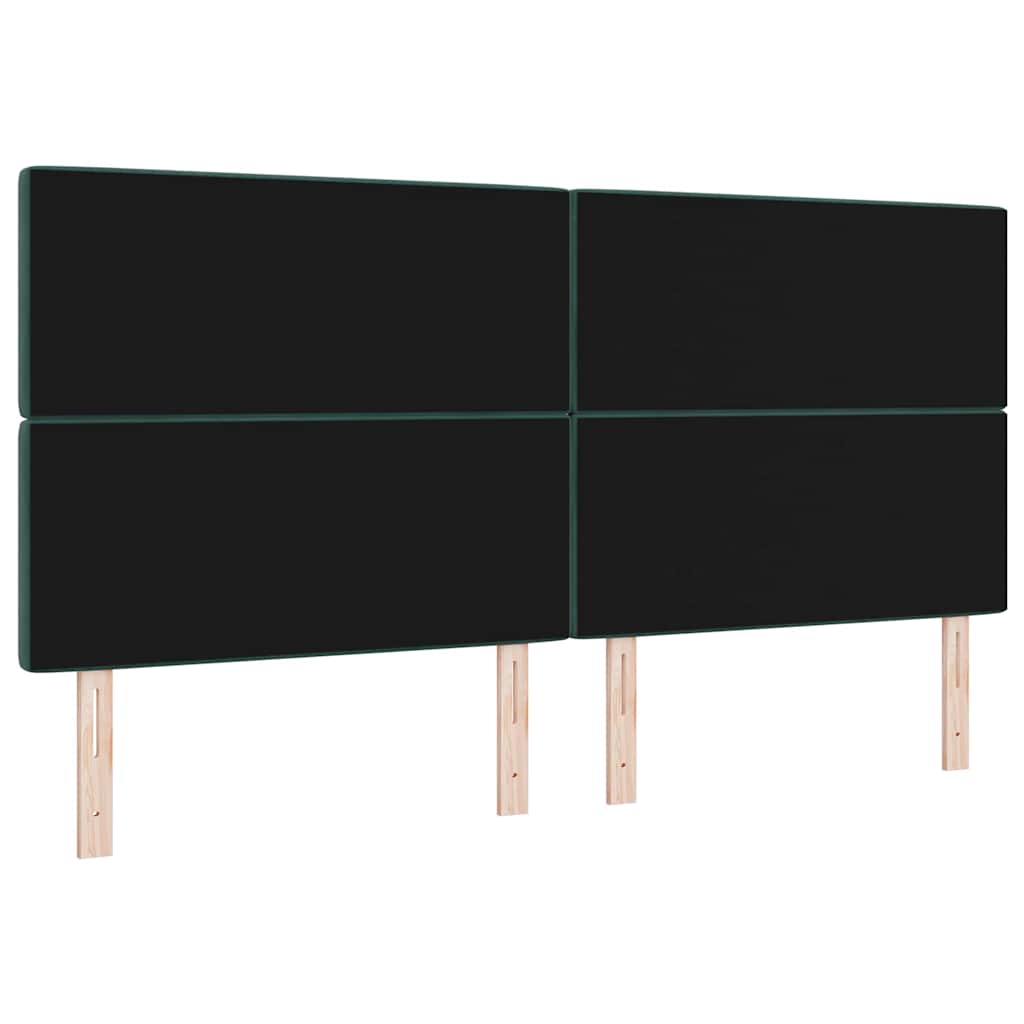 LED ágytámla LED szalagokkal Sötétzöld 200 cm Bársony