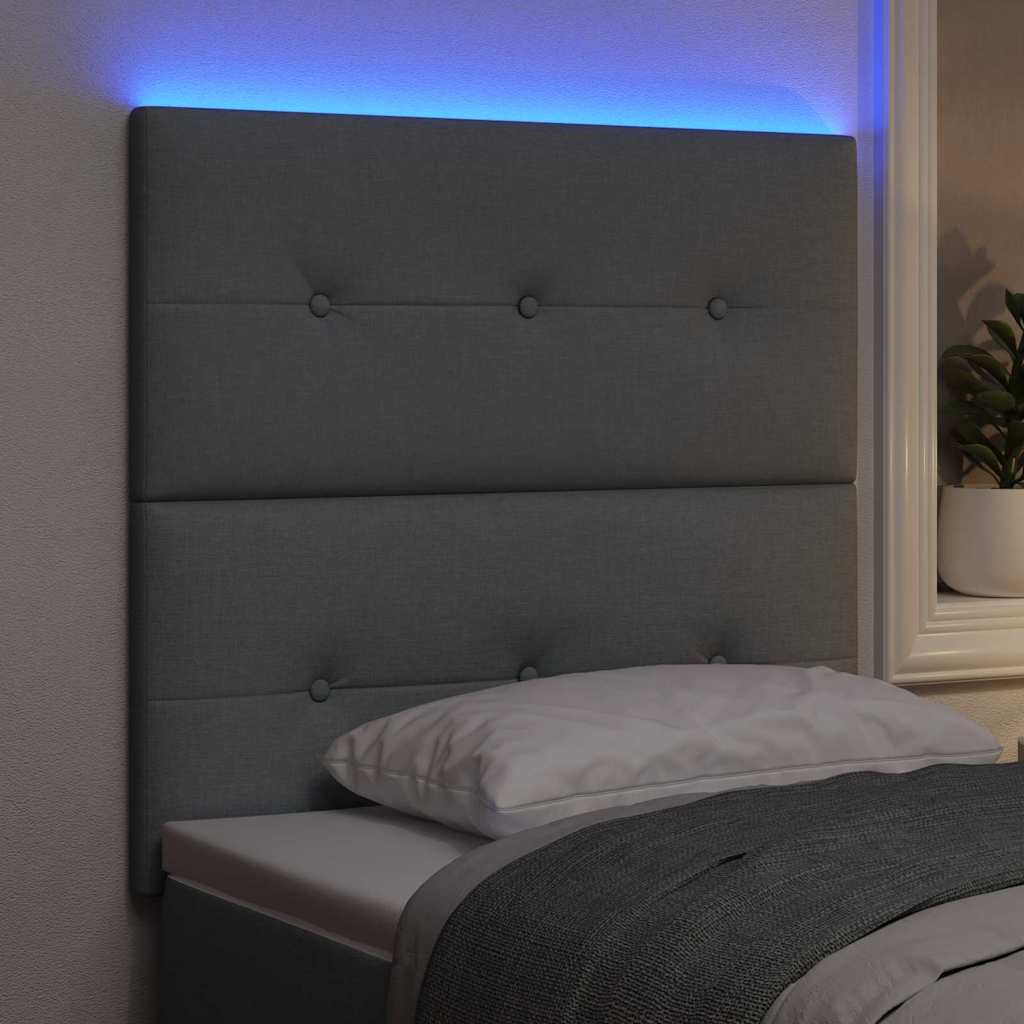 LED ágytámla LED szalagokkal Világosszürke 80 cm szövet