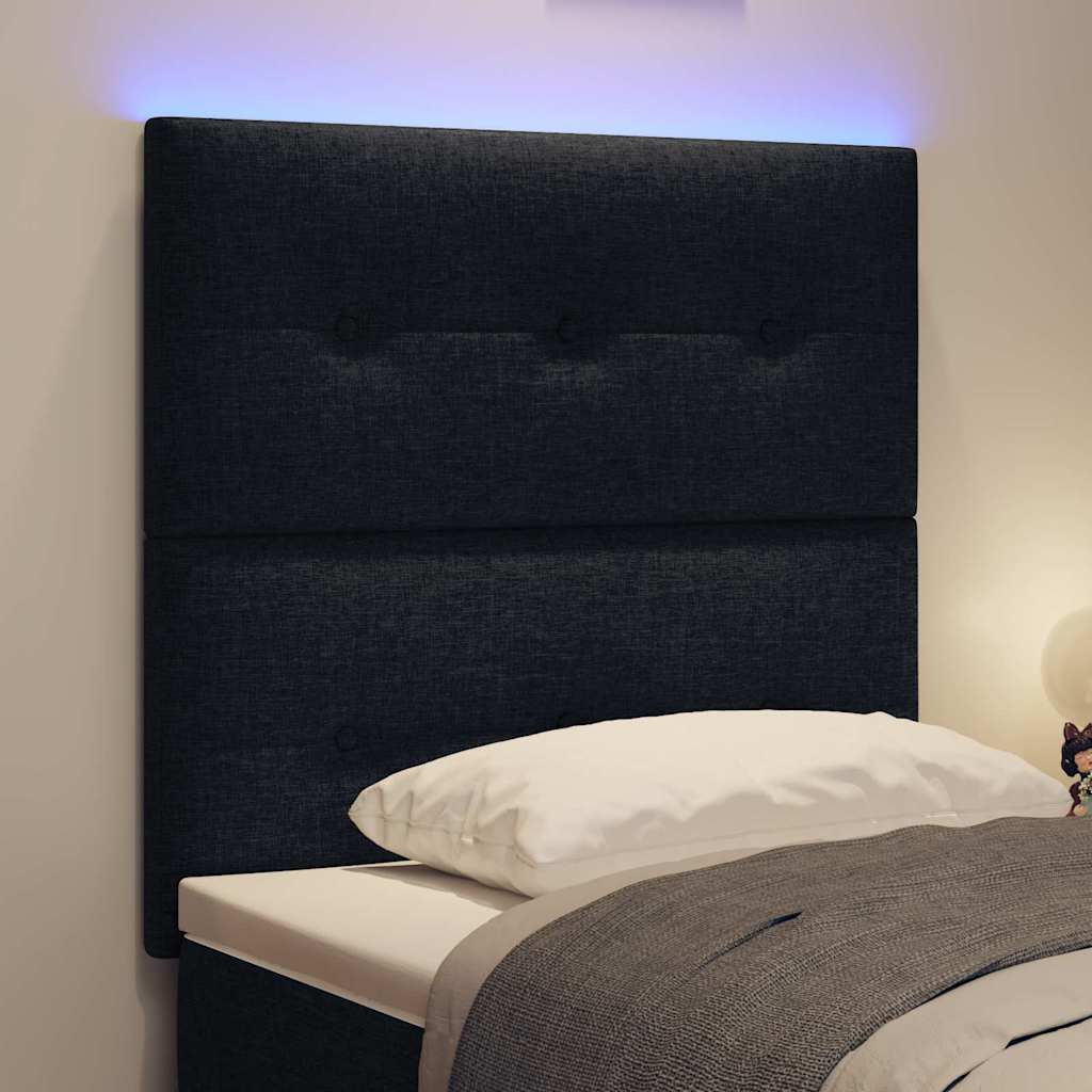 LED ágytámla LED szalagokkal fejtámlával Fekete 80 cm szövet