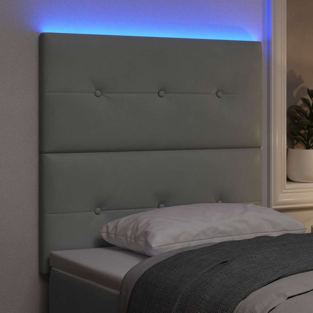 LED ágytámla LED szalagokkal Világosszürke 80 cm Bársony